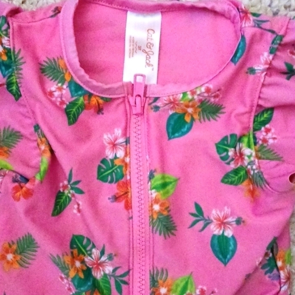 CAT & JACK Pink Floral Swim Suit - Picture 2 of 6